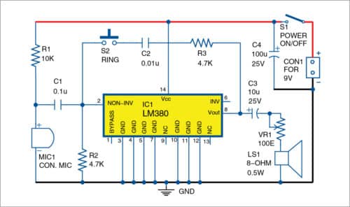 Circuit diagram of super-simple intercom
