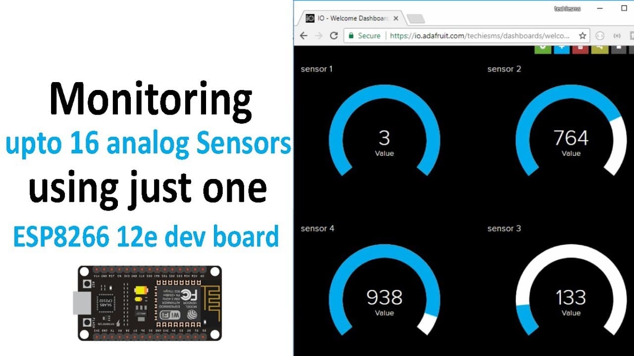 Monitoring up to 16 Analog Sensors Using NodeMCU (ESP8266 12E)