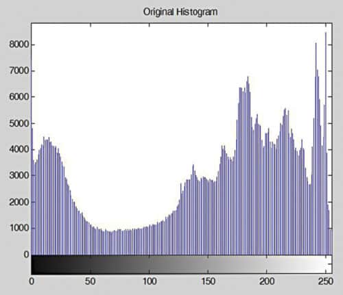 Histogram of original image shown in Fig. 10