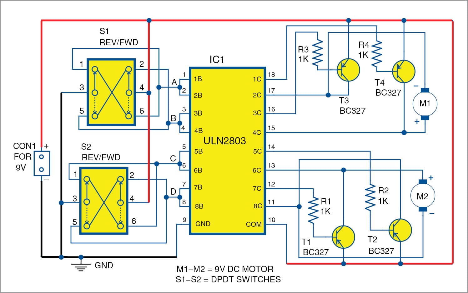 Circuit of bi-directional DC motor control