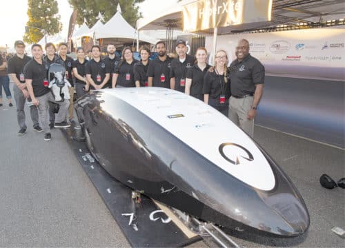 The HyperXite team with their winning entry in the Hyperloop Pod Competition