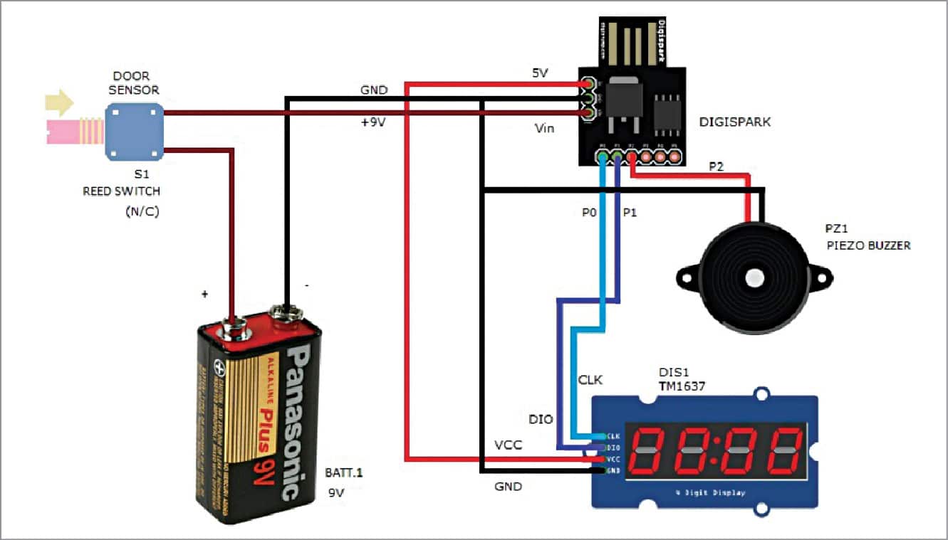 Door Ajar Alert System With Countdown Timer Full DIY Project
