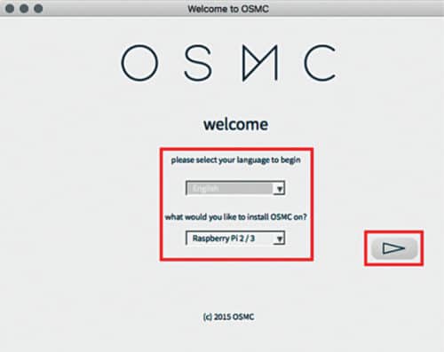 OSMC installation wizard