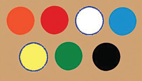 Bright circles drawn in a different colour