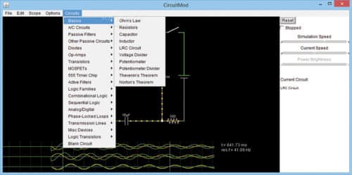 Options under ‘Circuits’ menu (Image source: www.softpedia.com)