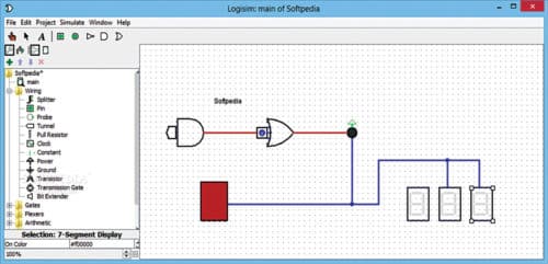 Wire library on the left panel in Logisim (Courtesy: softpedia)