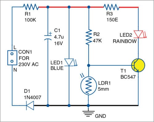 Circuit diagram for the nightlight