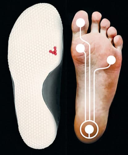 Sensors on the sole collect data on foot landing, ground time, impact, etc (Source: Vivobarefoot)