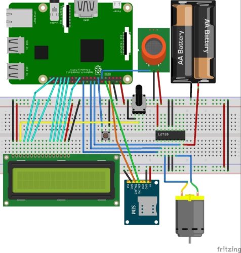 Circuit Diagram of the prototype for Road Safety Solution