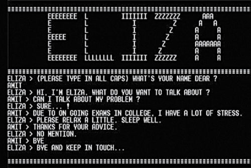 ELIZA—an interactive program based on a very basic level of AI (Source: www.scaruffi.com)