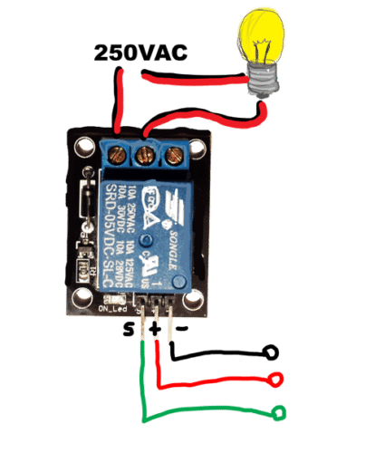 Relay to AC connections.