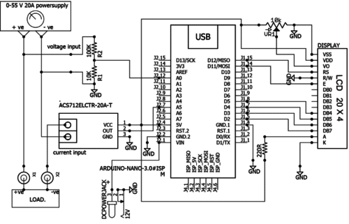 Circuit diagram for DC Power Meter