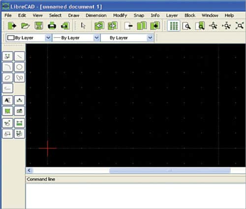 The LibreCAD UI after startup