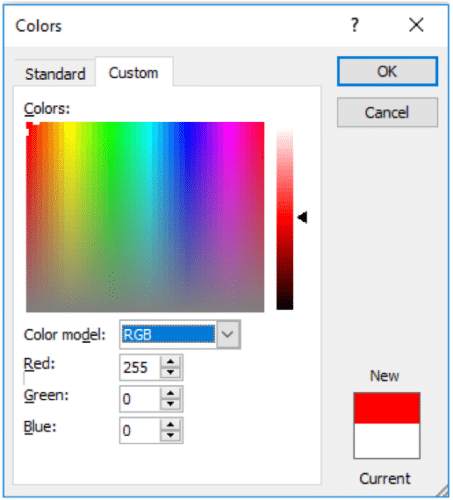 Example Color Pallete for Pure Red Colour