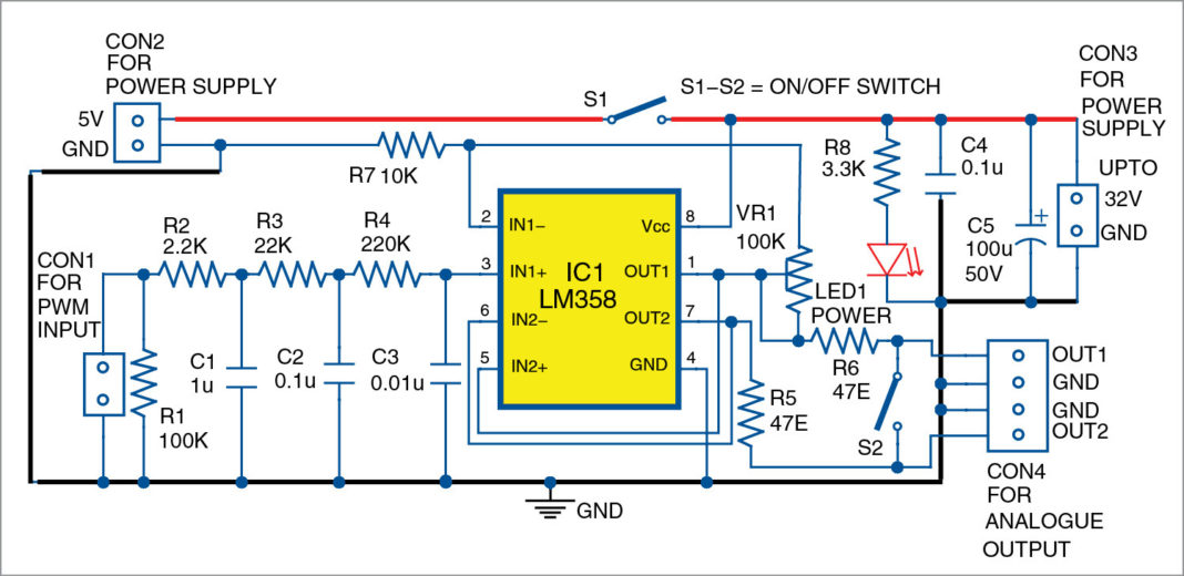 PWMToAnalog Signal Converter Electronics Mini Project