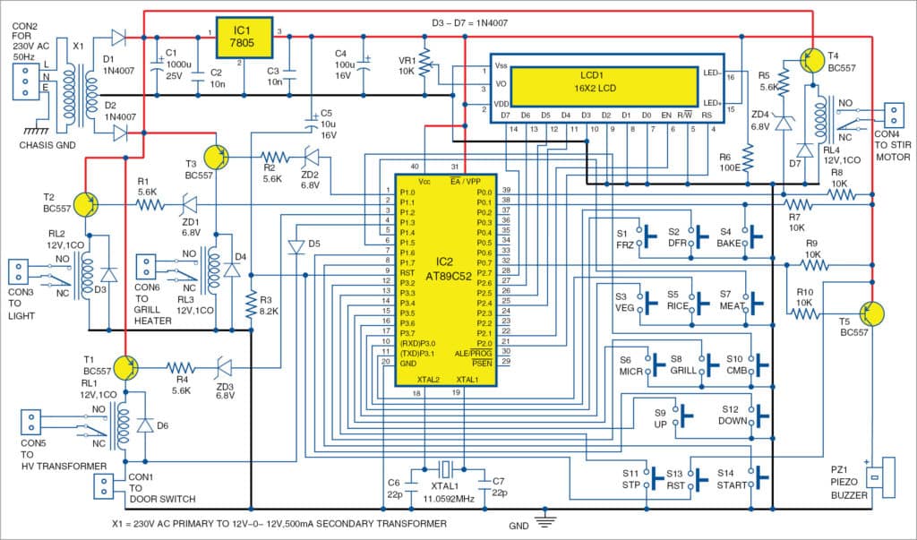 Circuit diagram of microwave oven