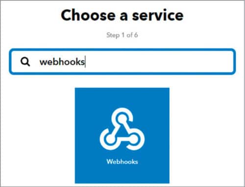 Choose a service called Webhooks