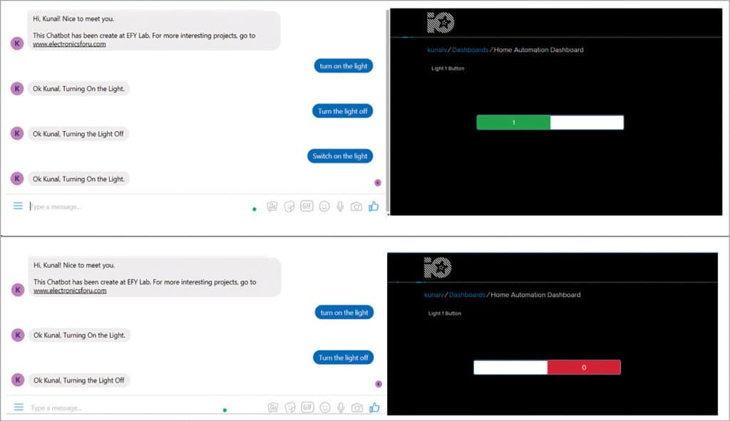 Test chatbot with Adafruit IO