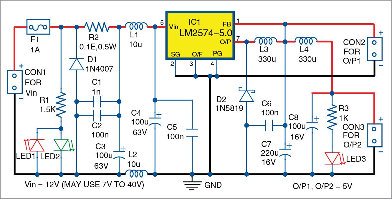 Low-Noise 5V DC Converter Using LM2574