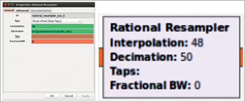 Rational resampler block with 48 interpolation