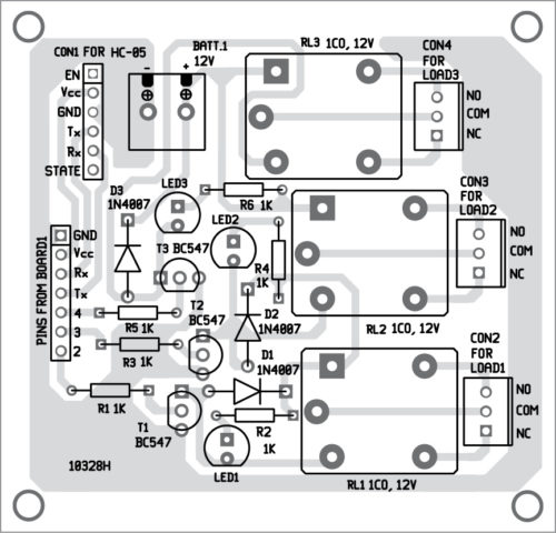Components layout for the PCB