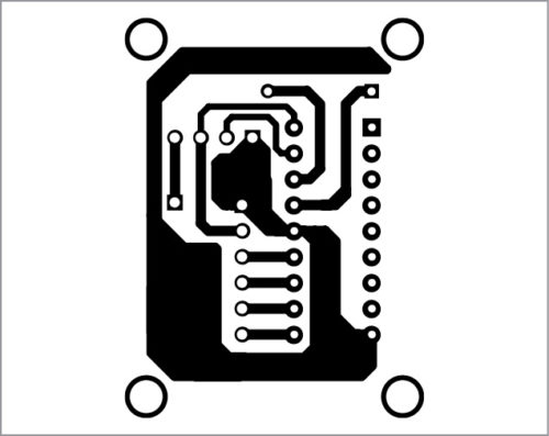 Actual-size PCB layout of transmitter circuit