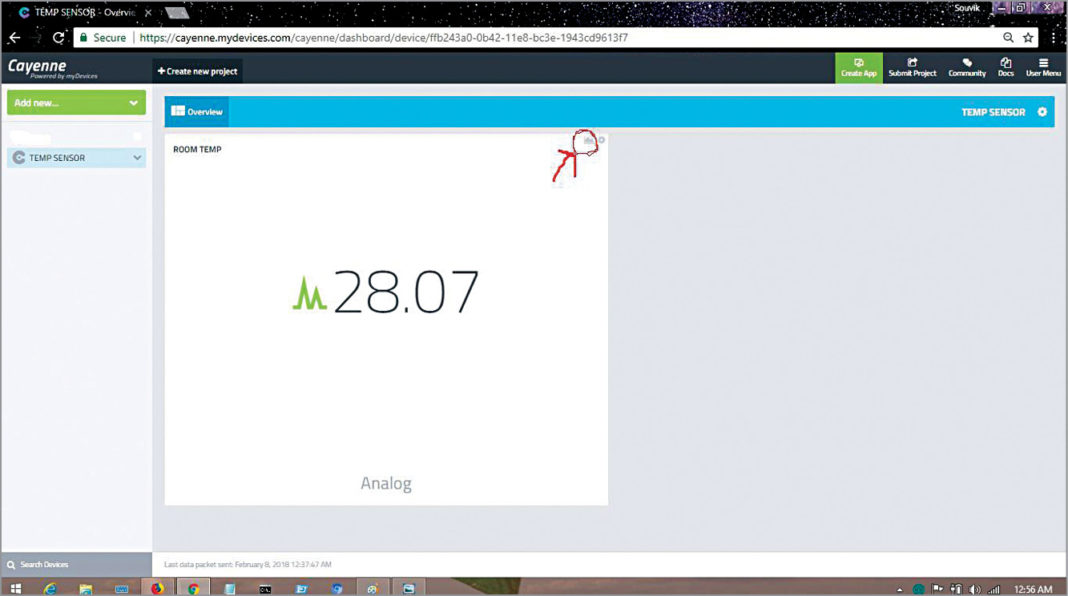 Temperature Monitoring on Cayenne IoT Platform Full Electronics Project
