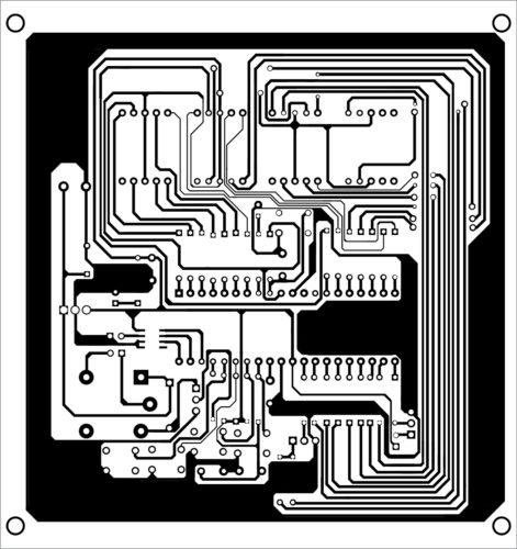 Actual-size PCB layout of digital thermometer