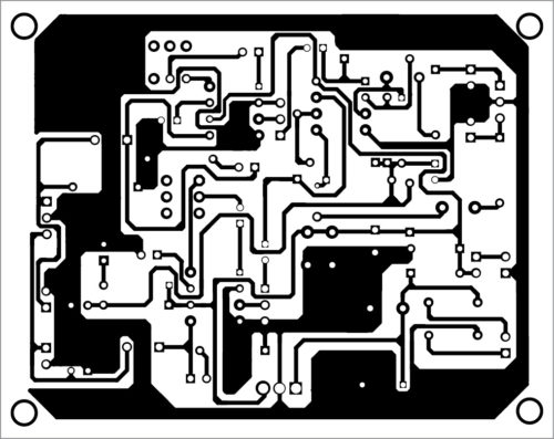 Actual-size PCB layout of universal audio signal tracer and tester