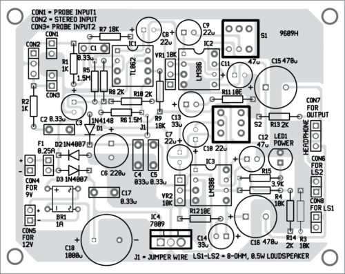  Components layout for the PCB