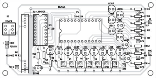 Components layout for the receiver PCB 