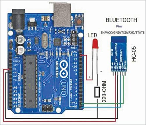  Circuit diagram of Arduino with Bluetooth module