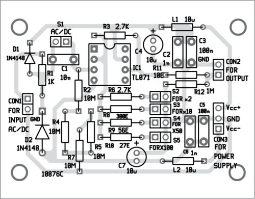 Components layout for the PCB 
