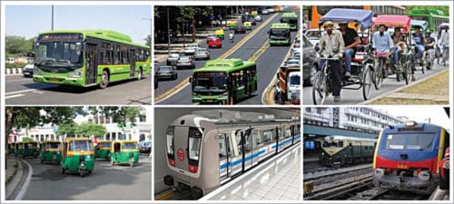 Multiple public transportation modes of New Delhi (Credit: www.researchgate.net)