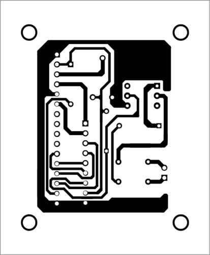 Actual-size PCB layout of digital frequency meter