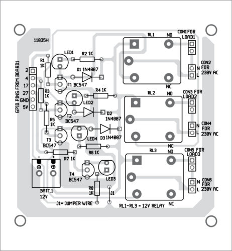 Components layout for the PCB