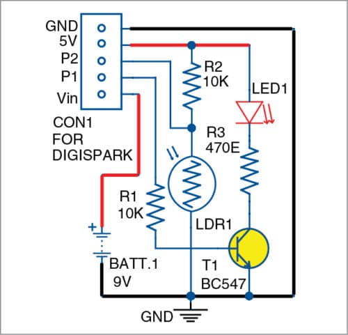 Circuit diagram of LED night marker