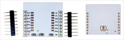 Front and rear sides of breakout board for ESP-12E/F chip