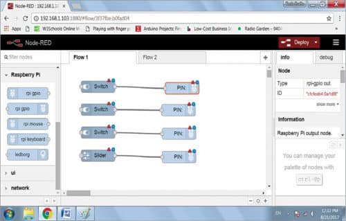 Connection of nodes and GPIO