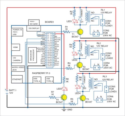 Circuit diagram of home automation system