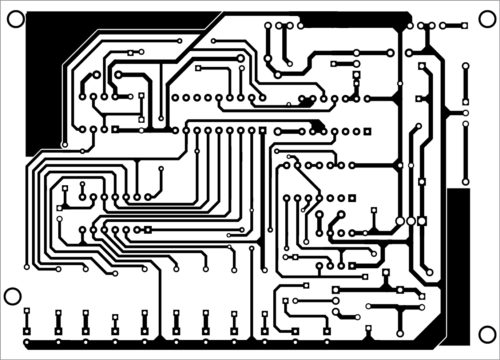  PCB layout of the receiver unit for Wireless Water Level Controller