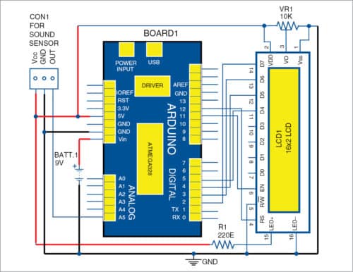 Circuit diagram of the noise level monitor
