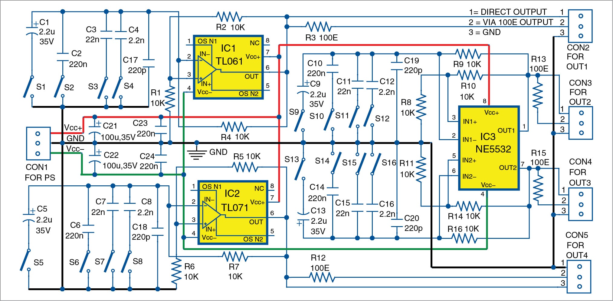 Circuit diagram of the simple Tester For Operational Amplifiers