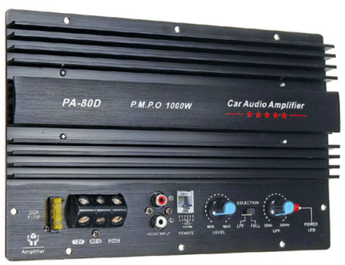 PMPO rating on the panel of a car audio amplifier