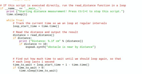 Distance sensor code