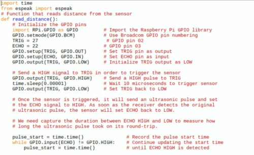 Distance sensor code