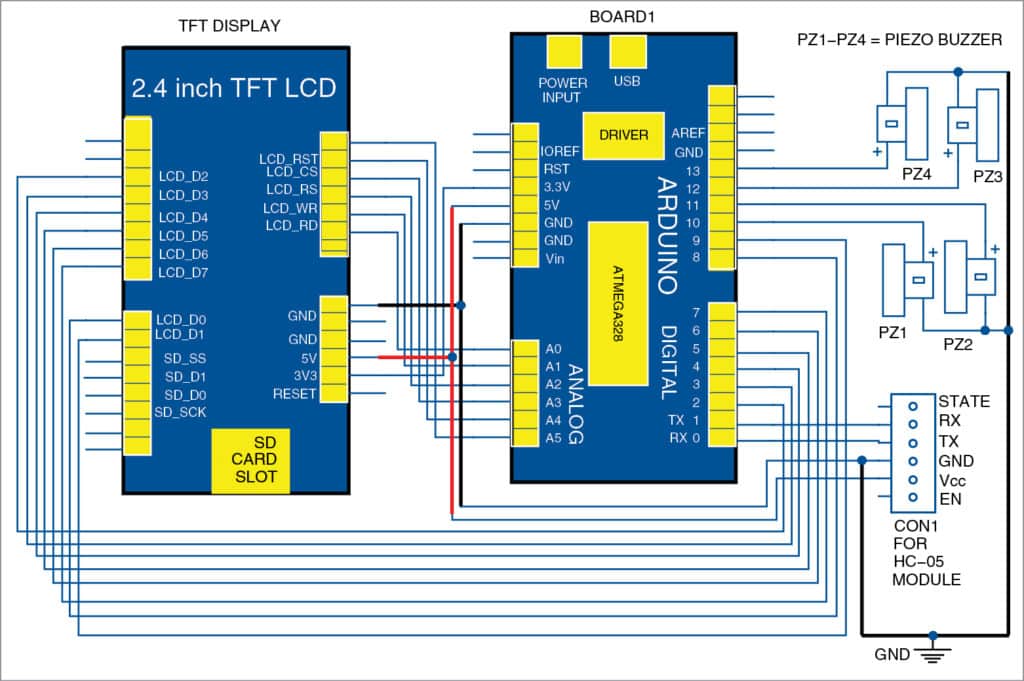 Fig. 2: Circuit diagram of the smart touch-controlled multi-doorbell system 