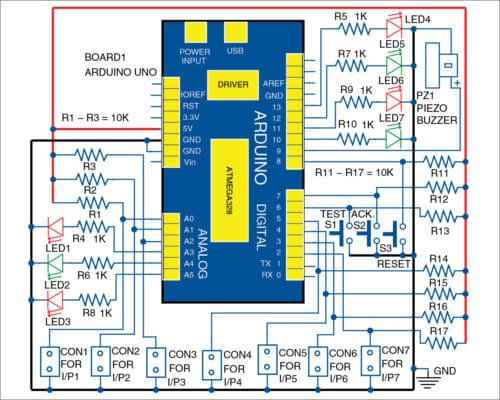 Fig. 2: Circuit diagram of the window alarm annunciator
