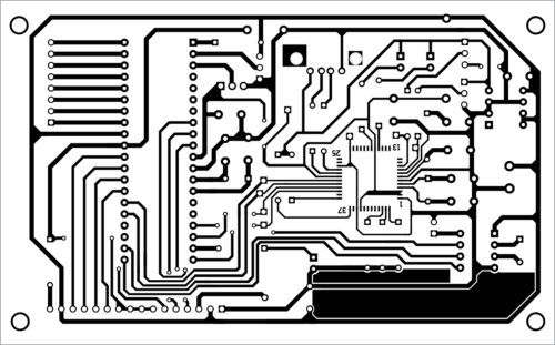 Fig. 4: Actual-size PCB layout of the real-time USB data logger 