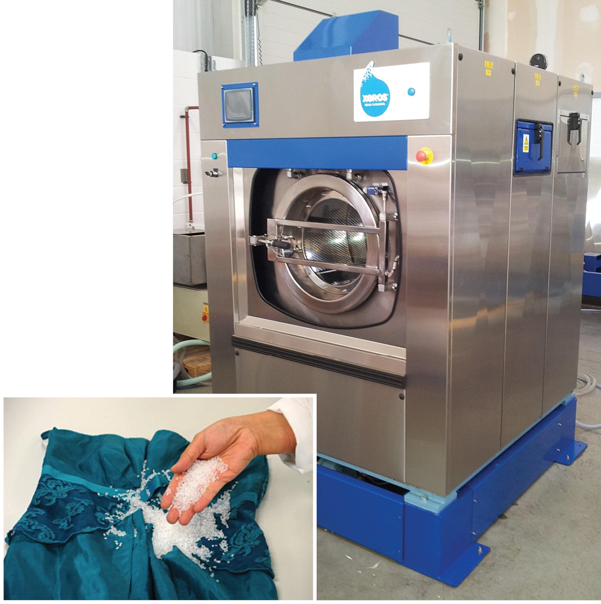 Nearly waterless washing machine (right) that uses nylon polymer beads (below) for washing thus conserving water (Credit: www.forbes.com)